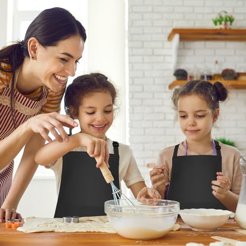 10 Pack Kids Apron Adjustable Children Apron with 2 Pockets Children Chef Painting Aprons for Cooking Baking Painting Crafts Making (Black) - color: Black