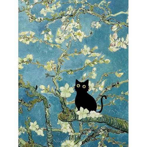Black Cat Diamond Art Kits for Adults Cute Diamond Painting Kit Beginner - color: DP03494, size: Round Drill