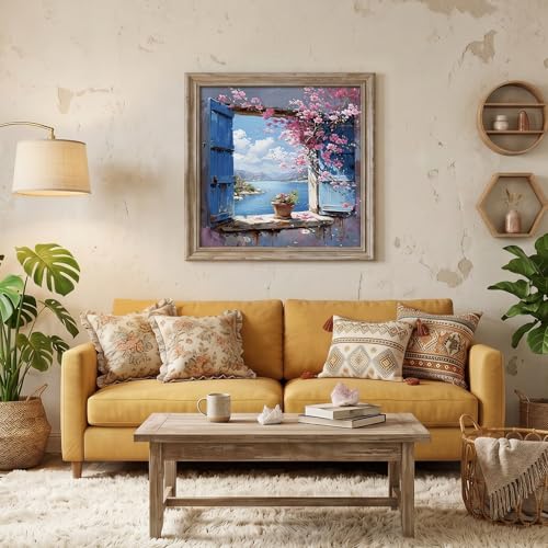 5D Blossom Window Diamond Art kits for Adults Beginners 13.7x 13.7 Inch | Scenery Diamond Painting Kit DIY Full Round Drill Paint by Diamonds Dot Gem Art for Adult, Home Wall Decor - color: KM944-1