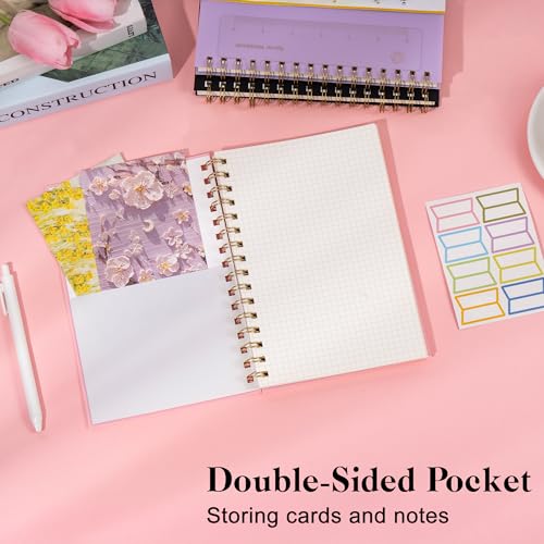 Yoment Graph Paper Spiral Notebook A5 Graphing Notebook 160 Pages | Graph Paper Notebook Spiral Bound Waterproof Plastic Hardcover Spiral Journal 5x7 Grid Notebooks for Note Taking, Pink - color: Pink, style: A - Graph - A5
