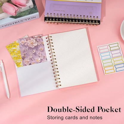 Yoment Graph Paper Spiral Notebook A5 Graphing Notebook 160 Pages | Graph Paper Notebook Spiral Bound Waterproof Plastic Hardcover Spiral Journal 5x7 Grid Notebooks for Note Taking, Pink - color: Pink, style: A - Graph - A5