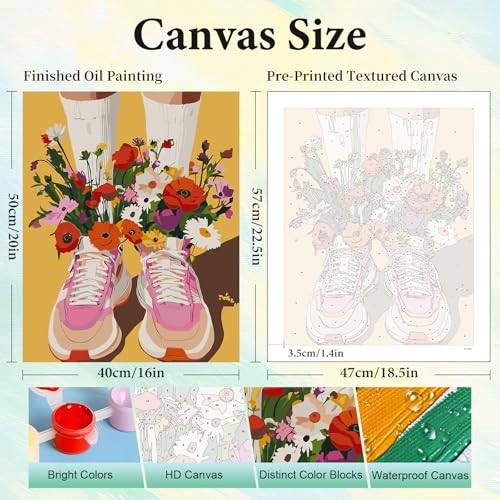 Paint by Numbers Kit for Adults, Sneakers DIY Painting Kit, 16x20 Inch - color: CYOP1P09