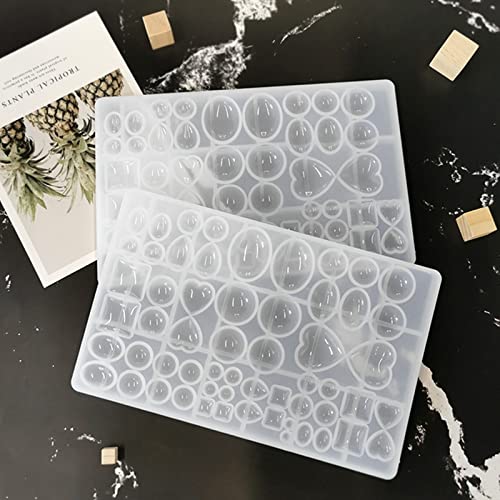 2 Pcs Gem Jewelry Casting Mold,Large | Resin Jewelry Casting Molds, for Making Earrings,Jewelry Making Crafting Projects - color: mix-large
