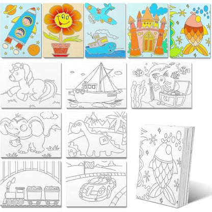 Fulmoon 24 Pcs Pre Drawn Canvas for Painting for Adults Preprinted Bulk 7.8 x 5.8 Inch Pre-Stenciled Painting Canvas Panels for DIY Party Favor Gift Activities, 12 Style