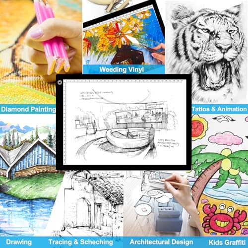 A3 LED Light Tracing Box with Stand & 2 Clips, 3-Level Brightness & 2 Color Temperature, Ultra-Thin USB Powered Light Pad for Diamond Art, Tattoo, Sketching, Animation, Stenciling - style: A3SA