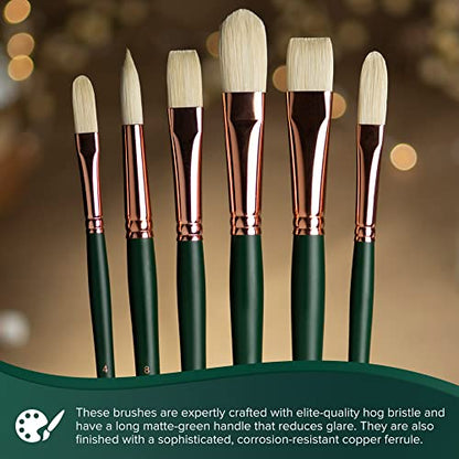 Silver Brush Limited Grand Prix Flat Oil Paintbrush, Size 1, Long Handle | Stiff Flagged Hog Bristle, Superb Paint Absorbency, Well-Balanced, Lightly Textured Strokes, Easel Painting - size: Size 1, Long Handle