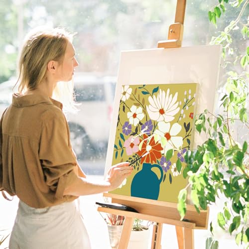 Cholemy 36 Pcs Paint and Sip Kit Gift for Adults 8''x10'',Flowering | Pre Drawn Canvas, Painting DIY Afro Acrylic Painting Kit, Wood Easel Brushes, Date Night Bulk, Summer Halloween Party - style: Flowering