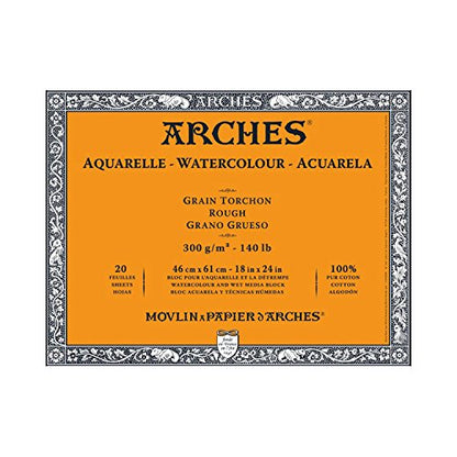 Arches Watercolor Paper Block, Rough, 18" x 24", 140 pound - size: 18"x24", style: Rough