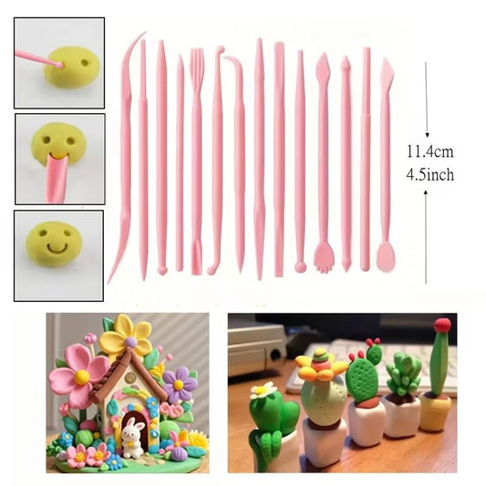 22 PCS Clay Sculpting Tools Set, Pink Air Dry Clay Tools & Polymer Clay Tools Kit, Double-Ended Plastic Modeling Tools for Pottery, Polymer Clay, Air Dry Clay & DIY Crafting for Adult - color: 22Pcs-Pink