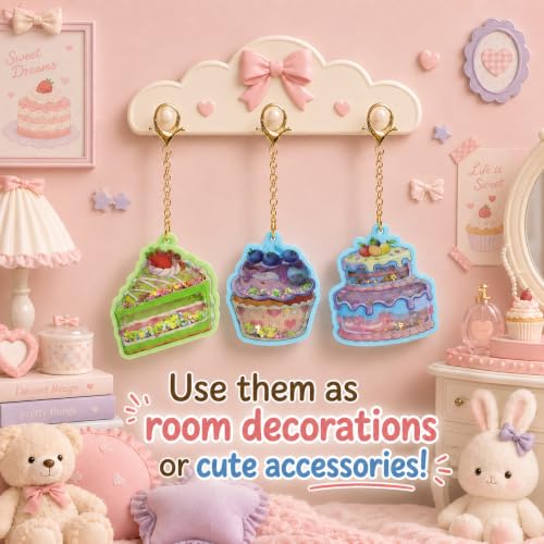 DIY Glitter Craft Kit with Keychains - Mess-Free Arts and Crafts for Kids Ages 4-8, Fun Shake-It Activity, Creative Travel Toys, Party Favors & Birthday Gifts for Girls 4-9 - color: Purple-Pink