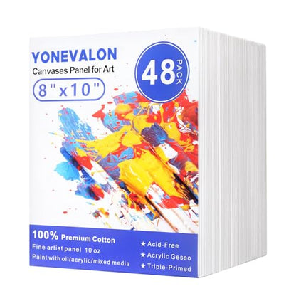Canvases for Painting 48 Pack, 8x10 inch Blank Paint Canvas Boards Bulk - size: 8"x10" - 48pcs