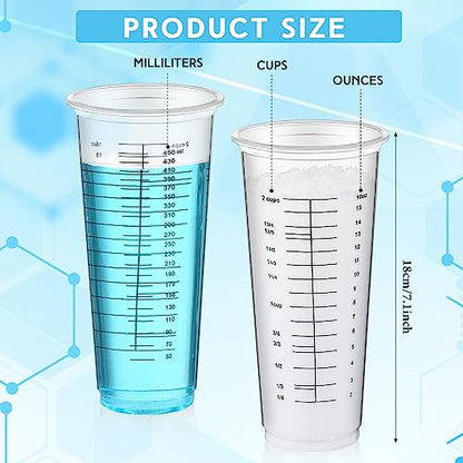 Dandat 100 Pcs Disposable Measuring Cups 16 oz Plastic Resin Epoxy Mixing Cups for Liquids Paint Mixing Cooking and Baking Supplies
