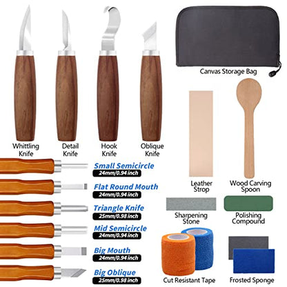 VIBRATITE Wood Carving Kit, 19 PCS Wood Carving Tools for Beginners - color: 19PCS