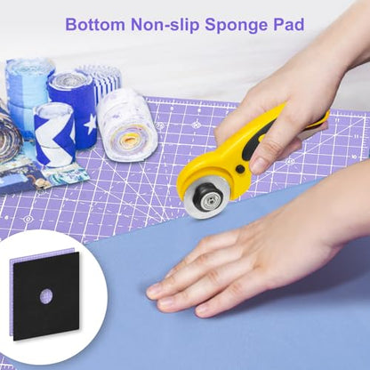 12"x12" Rotating Cutting Mat, Self Healing Mat with 360-Degree Rotation & Anti-Slip Base, Sewing Board Cutting Mat Perfect for Fabric Quilting Leather Hobby Project, Purple - color: Purple, size: 12"L x 12"W