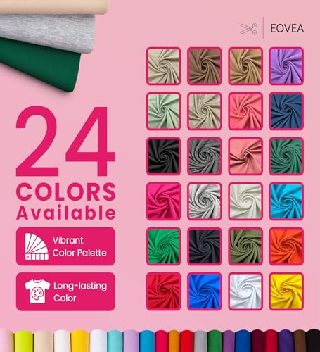 EOVEA - Cotton Spandex Fabric by The Yard - 4 Way Stretch Jersey Knit - Spandex & Cotton T-Shirt Fabric - Lightweight, Breathable - 60" Wide Roll| 10 oz(Fuchsia, 1 Yard) - color: Fuchsia, size: 1 Yard