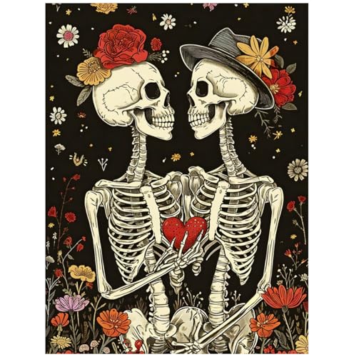 CRZMODE Skull Diamond Art Kits for Adults,Skull Diamond Painting Kits for Adults Beginners,5D DIY Round Full Drill Gem Art Paint by Diamonds Dots Crafts Kits for Home Decor Gift 12x16inch - color: Skull(12X16")