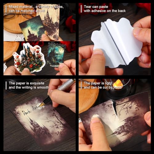 120 Pcs Gothic Dark Academia Scrapbooking Stickers & Paper Kit - color: Dark Art