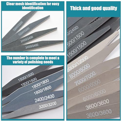Honoson 10 Pcs Sanding Sticks for Plastic Models, High Grits, Double Angle - style: Double Angle Shape