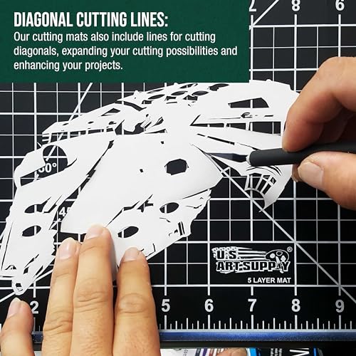 U.S. Art Supply 12"x18" Self-Healing Cutting Mat 5-Ply 2 Pack Green/Black | Double-Sided Green/Black Craft Mat, Non-Slip Cutting Mats for Crafts, Sewing, Quilting, Scrapbooking - color: Green/Black