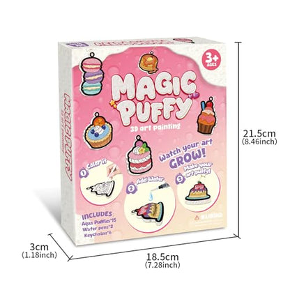 MZYTOZA 3D Art Craft Aqua Magic Puffs Paint Kit - Magic Foam Texture Painting Kit, 15 Mess-Free Paint by Number Craft for Kids, Christmas Gift Idea & Stocking Stuffer(Dessert Style) - color: Aqua Maigc Puffs - Dessert style