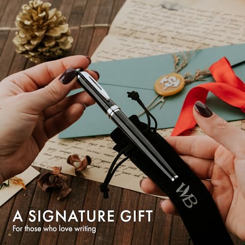 Wordsworth & Black Luxury Fountain Pen Set for Writing, Medium Nib, Black | Gift for Men & Women, Brass Body, German Iridium, Calligraphy, Converter + 24 Ink Cartridges, Refillable, Leak-Free - color: Black Chrome, style: Medium Nib