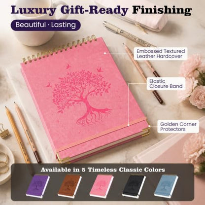 Blank Notebook 8.5" x 11", Hardcover Sketchbook Sketch Pad, No Bleed Paper | 300 Blank Page Top Spiral Notebook, Lay Flat, Durable Unlined Journal for Women Men Kids Journaling Sketching with Pen Pencil - color: Pink, size: 8.5” x 11”