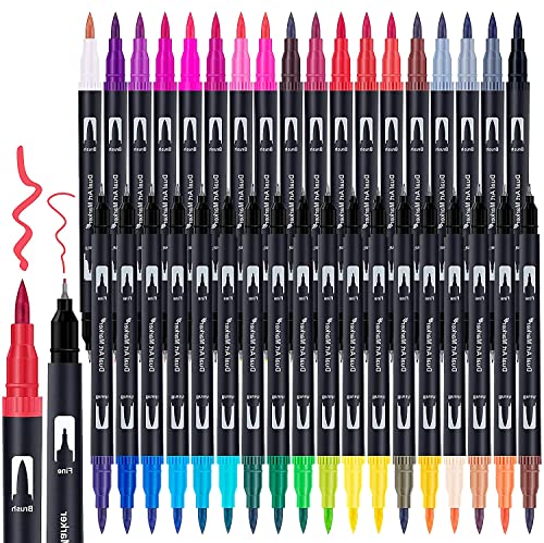 Halobios Dual Brush Marker Pens, 36 Colors Art Markers with Fine and Brush Tip Coloring Markers for Adults, Marker for Journaling Calligraphy Drawing Sketching Doodling Illustrating - color: 36 Colors