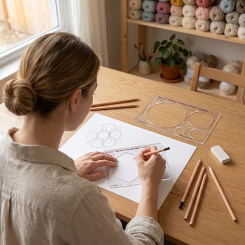 Fibonacci 6" Hexagon Drawing Template, Golden Ratio Stencil - style: 6" Hexagon