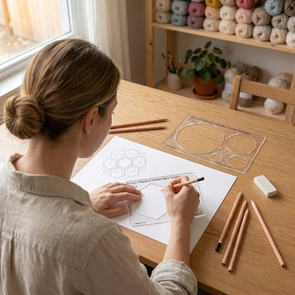 Fibonacci 6" Hexagon Drawing Template, Golden Ratio Stencil - style: 6" Hexagon