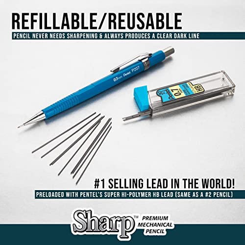 Pentel Sharp Mechanical Pencil (0.5mm), Fine Line, Black Barrel, Pack of 2 (P205BP2)