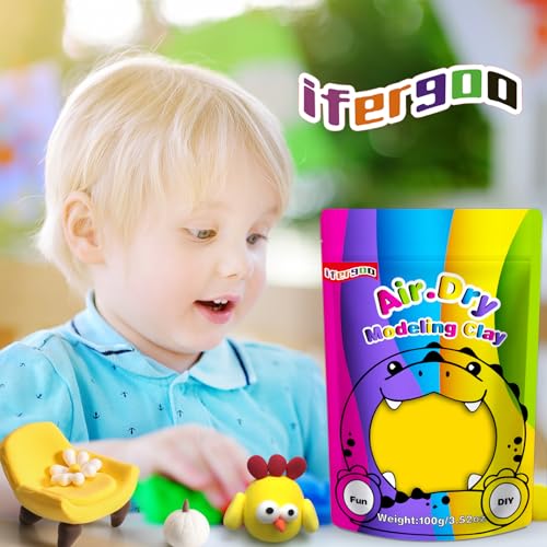 ifergoo 100g Yellow Air Dry Clay, 3.5oz DIY Creative Modeling Clay for Kids | Refill Foam Magic Clay for School Art & Craft Project, Slime Supplies, Ultra-light & Soft, Gift for Age 3-12 Boys & Girls - color: Yellow/100g