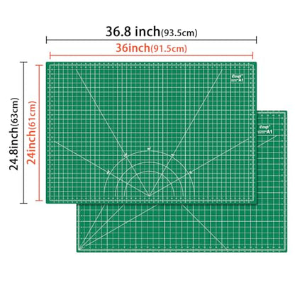 2-Pack 24"x36" Self-Healing Sewing Mat: Large Double-Sided Green 5-Ply Hobby Mat, A1 Rotary Cutting Mat for Sewing, Quilting & Fabric Crafts - color: Green, size: 24" x 36"（2-Pack）