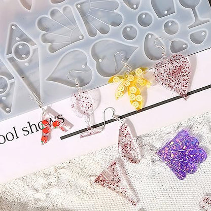 Attuslla Earring Silicone Resin Molds Earring Epoxy Resin Molds DIY Craft with Ear Hooks, Jump Rings for DIY Women Earrings, Pendants, Rings, Jewelry Craft Supplies - color: Style 5