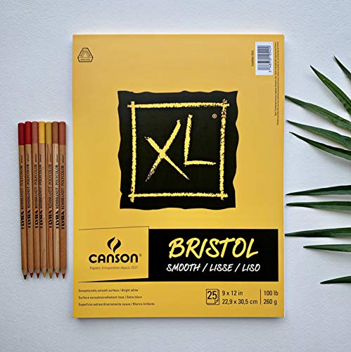 Canson XL Series Bristol Paper, Smooth, Foldover Pad, 14x17 inches, 25 Sheets (100lb/260g) - Artist Paper for Adults and Students - Markers, Pen and Ink - size: 14x17, style: Bristol, Smooth
