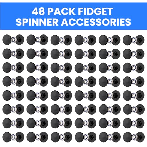 NiArt Fidget Spinner Bearings with Caps 48 Pack, Chrome Steel DIY Set - size: ONLY 48 BLACK Cap Bearings