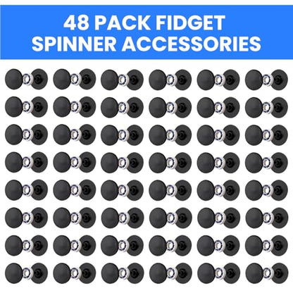 NiArt Fidget Spinner Bearings with Caps 48 Pack, Chrome Steel DIY Set - size: ONLY 48 BLACK Cap Bearings