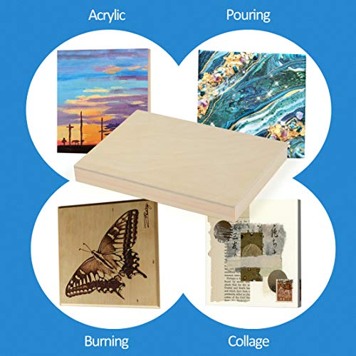 4 Pack 5x7’’ Unfinished Birch Wood Panels Kit for Painting | Studio 3/4’’ Deep Wooden Canvas, Cradle Boards for Acrylic Pouring, Art, Crafts, Epoxy Resin, Laser Engraving Cutting - size: 5'' x 7'' Studio