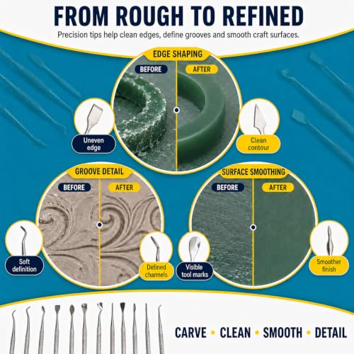 TAURISH 12 Piece Stainless Steel Wax Carver Tool Set Double Ended