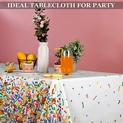 durony 2 Pieces Confetti Sprinkle Tablecloth Disposable Plastic Rectangle Sweet Candy Party Table Cover for Birthday Wedding Party Ice Cream Theme Parties Supplies - style: Confetti Sprinkle