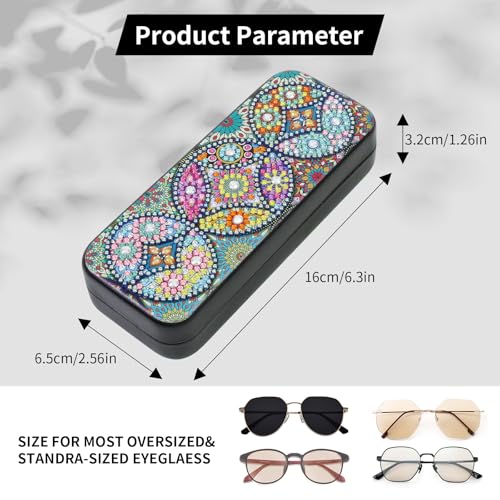 FlyingMage 5D Diamond Art Painting Kit for Adults Beginner, Small DIY Diamond Dots Gem Art Painting Mosaic Kits, Cute Hard Shell Sunglasses Eyeglasses Glasses Case for Women Teen, Mandala Totem - color: Multicolor Totem