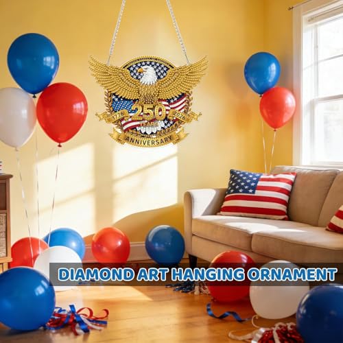 ARPADAMO Hanging Ornament Diamond Art Kits for Adults Gold Eagle 7.2x5.6in | 5D DIY Special Shaped Crystal Independence Day Patriotic Pendant Diamond Painting Kit,Window Hanging Gift for Home Garden - color: DP03977
