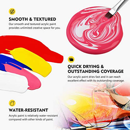 Magicfly Acrylic Paint, 14 Vibrant Colors (280ml/9.47oz) Acrylic Paint Set