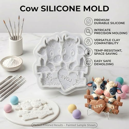 Cow Polymer Clay Molds Cow Love Heart Silicone Mold | DIY Crafts Epoxy Resin Casting Polymer Clay Tools Craft Air Dry Jewelry Making