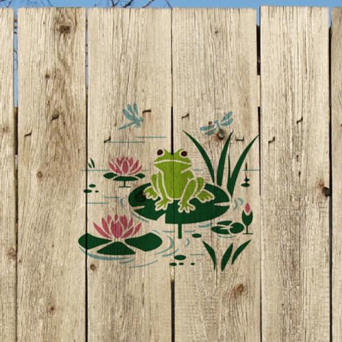 Lotus Frog Stencil, Cute Animals Reusable Painting Template - style: Frog
