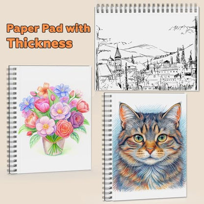 Joibabe Sketch Book 9" x 11"，2 Pack 80-Sheets (68lb/100gsm)，Double-Sided Hardbound Sketchbook, Spiral Bound,Acid Free Painting Art Paper for Kids and Adults - size: 9 x 11 inches (2 Pack)