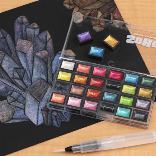 Soho Urban Artist Mini Pan Metallic Watercolor Set, 24 Colors
