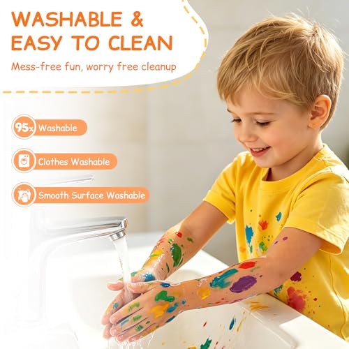 Smallbudi 12 Colors Washable Finger Paint Set for Kids 2 oz/60 ml | Non Toxic & Baby Safe Paint Mess-Free Kids Art Supplies for Craft, Art, DIY Finger Painting for Toddlers 1-3 Preschool Gifts