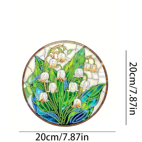RYMILIE Hanging Diamond Art Kits for Adults White Flowers 8x8inch - color: DP04408