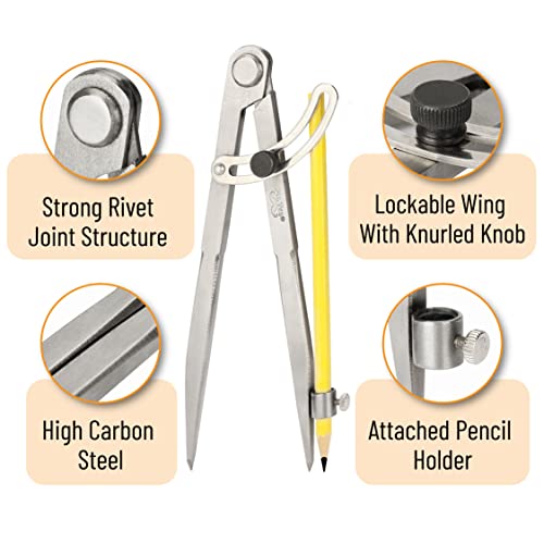 Mr. Pen- Professional Compass for Woodworking, Compass with Wing