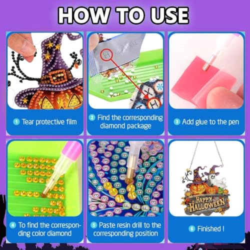 Halloween Hanging Diamond Art Kits for Adult Diamond Painting Kit Pendant | DIY Diamonds Painting Art Kit, Acrylic Diamonds Painting Suncatcher Board Kit Ornament, Special Crystal Diamond Hanging - color: DP04617
